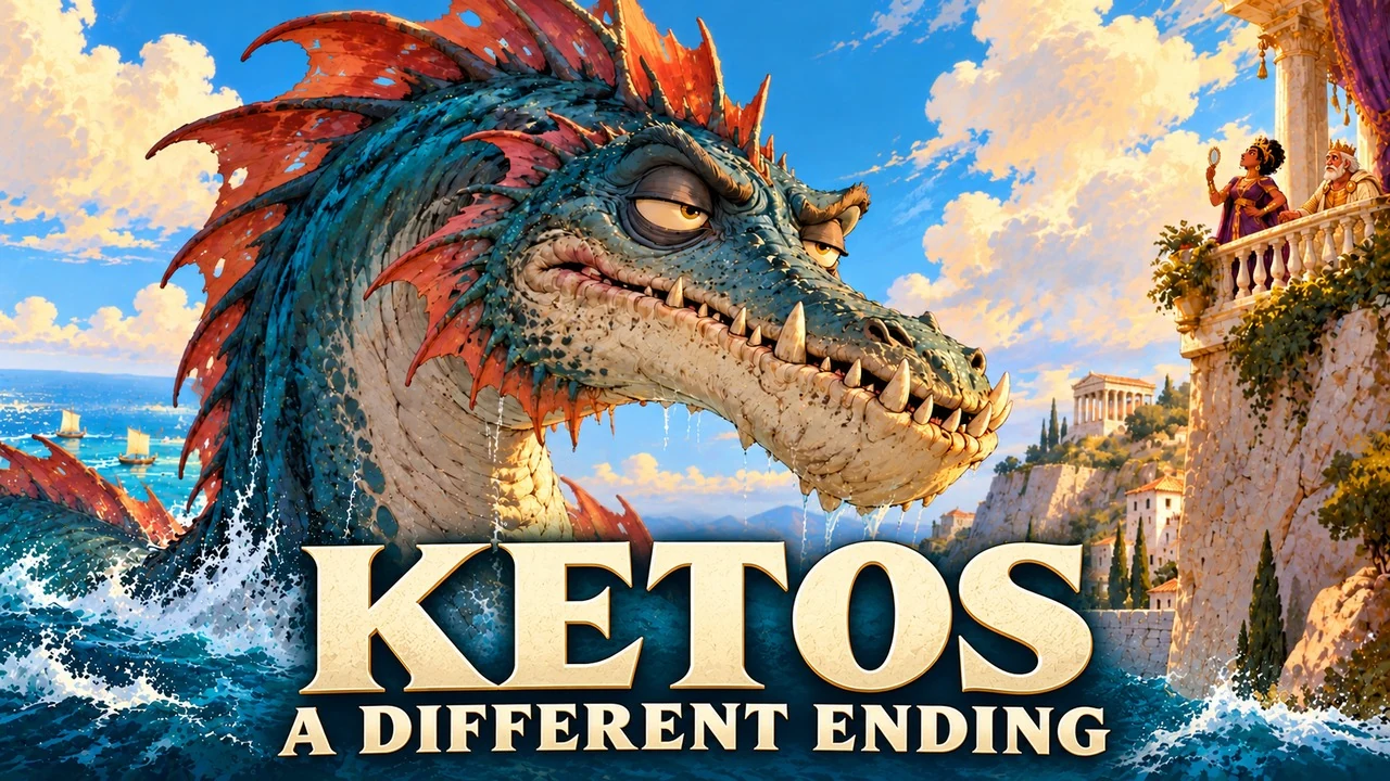 Illustrated artwork from Ketos, a different ending to the Andromeda myth.
